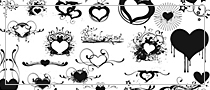 32 premium edition Hearts Photoshop brushes (Photoshop 7.0, CS, CS2, CS3)
