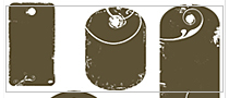 Lite set of Tag shapes PS brushes with swirls decorations in grunge style