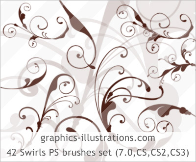 Swirls, Photoshop brushes set, Photoshop 7.0