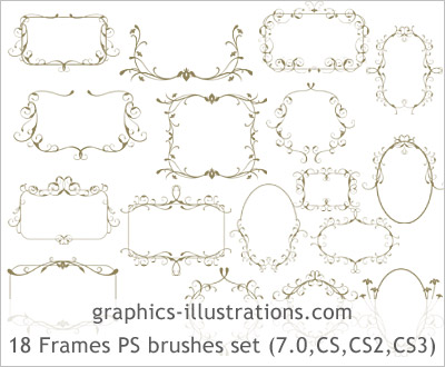 Or you can buy this Premium version of Swirled frames Photoshop brushes set