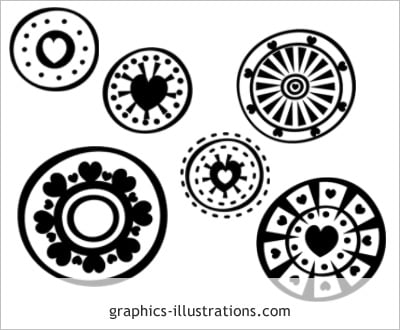 LITE Hearts - circles Photoshop brushes set edition, 6 brushes in a set