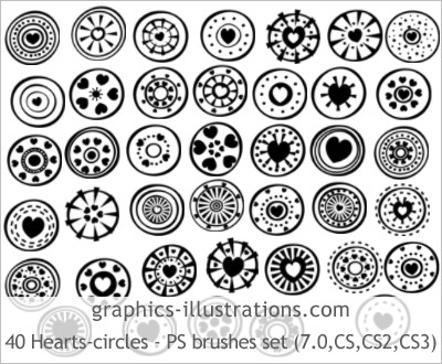 PREMIUM Hearts - circles Photoshop brushes edition - 40 brushes in a set