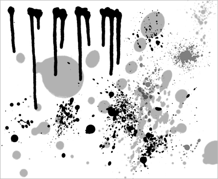 Ink splatters and dripping ink brushes set for Photoshop (13 brushes)