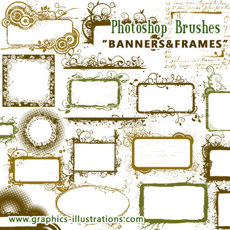 Banners and Frames Photoshop Brushes Set Love you all