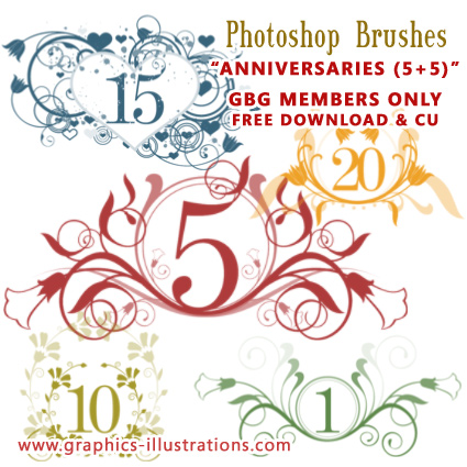 Anniversaries Photoshop brushes set - Free, GBG members edition