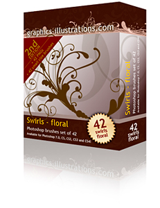 Swirls Floral brushes set (42+42) Second Edition + 42 PNG files