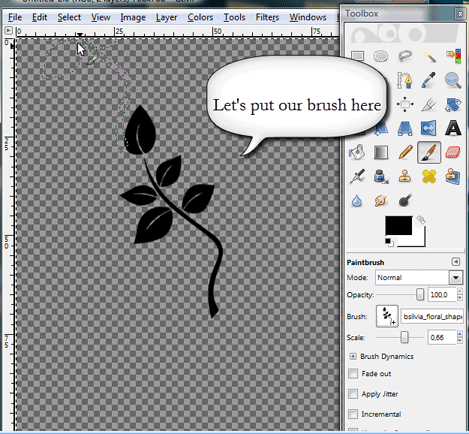 Placing a Photoshop brush in GIMP