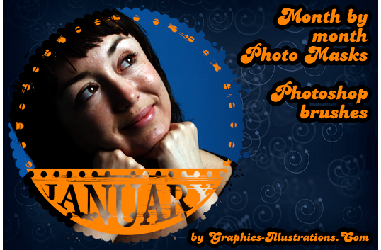Month by month Photo Masks Photoshop brushes set (36) + 36 PNGs