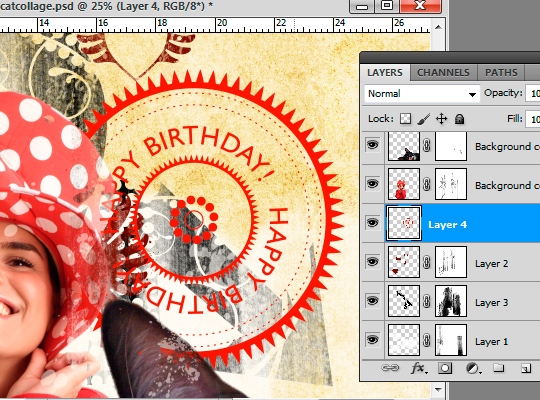 Funky Collage Birthday Card, Photoshop Tutorial