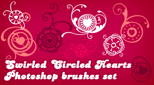 Swirled Circled Hearts Photoshop brushes