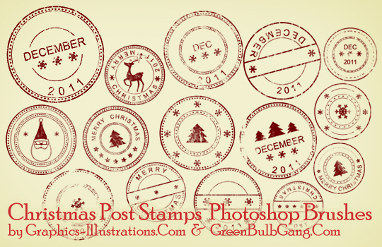 Christmas Post Stamps (15 brushes in three sizes)