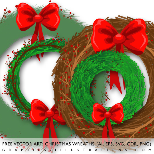 Free Vector Art: Chrismtas Wreaths