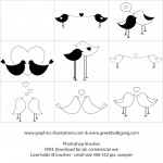 Love Birds Brushes set, 8 small brushes, free for all (306-552 pix size)