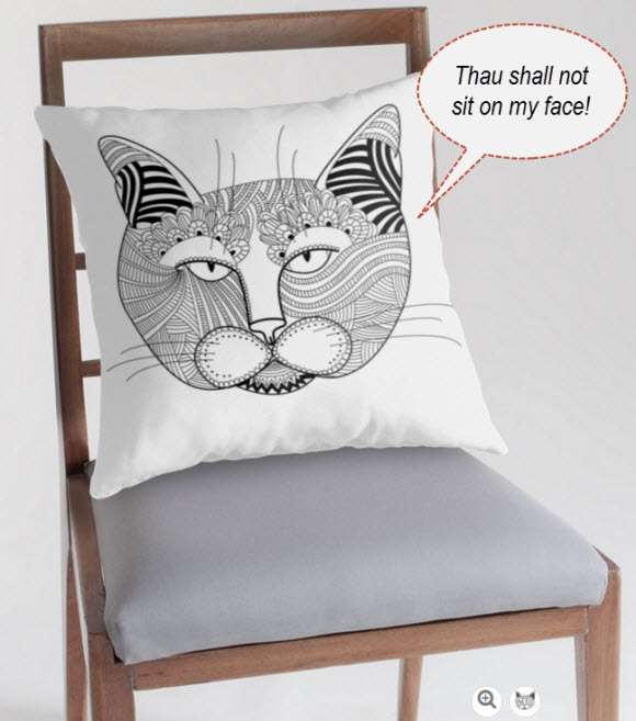 Zentangle Cat Illustration Pilow