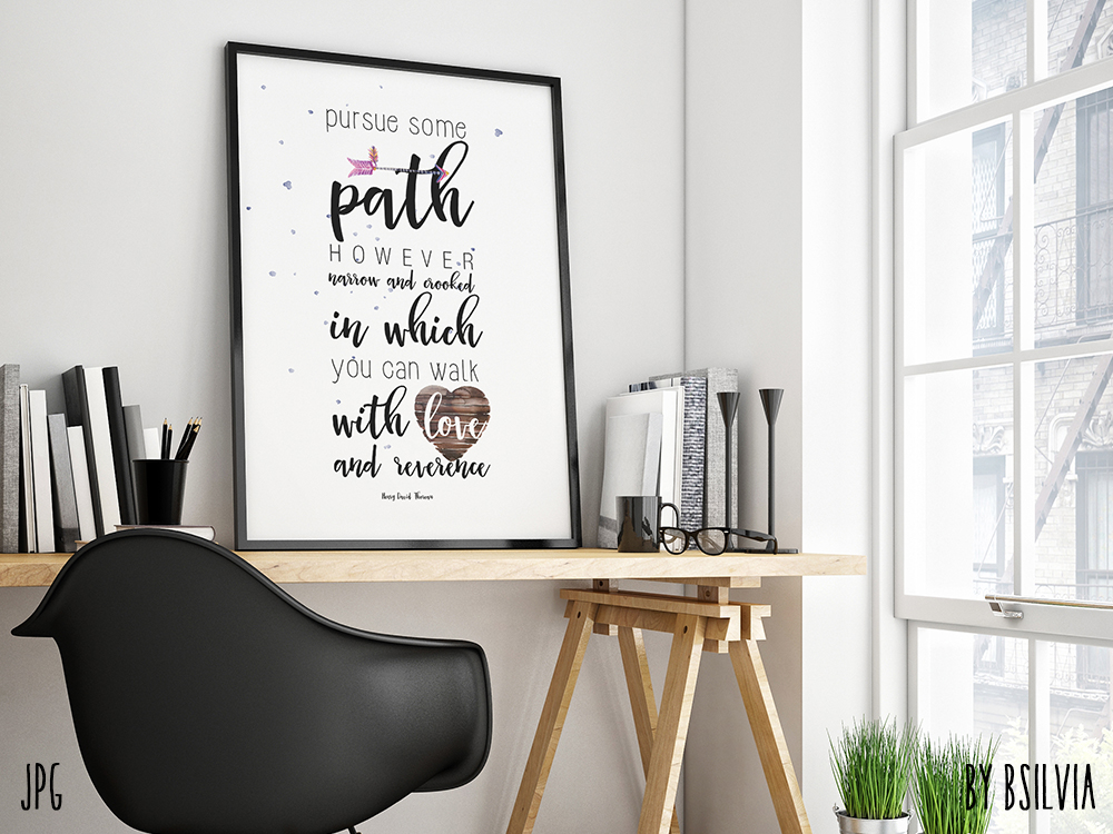 Motivational Quote for Home Decor, Pursue Some Path Digital Art, Inspirational Quotes Wall Art Printable