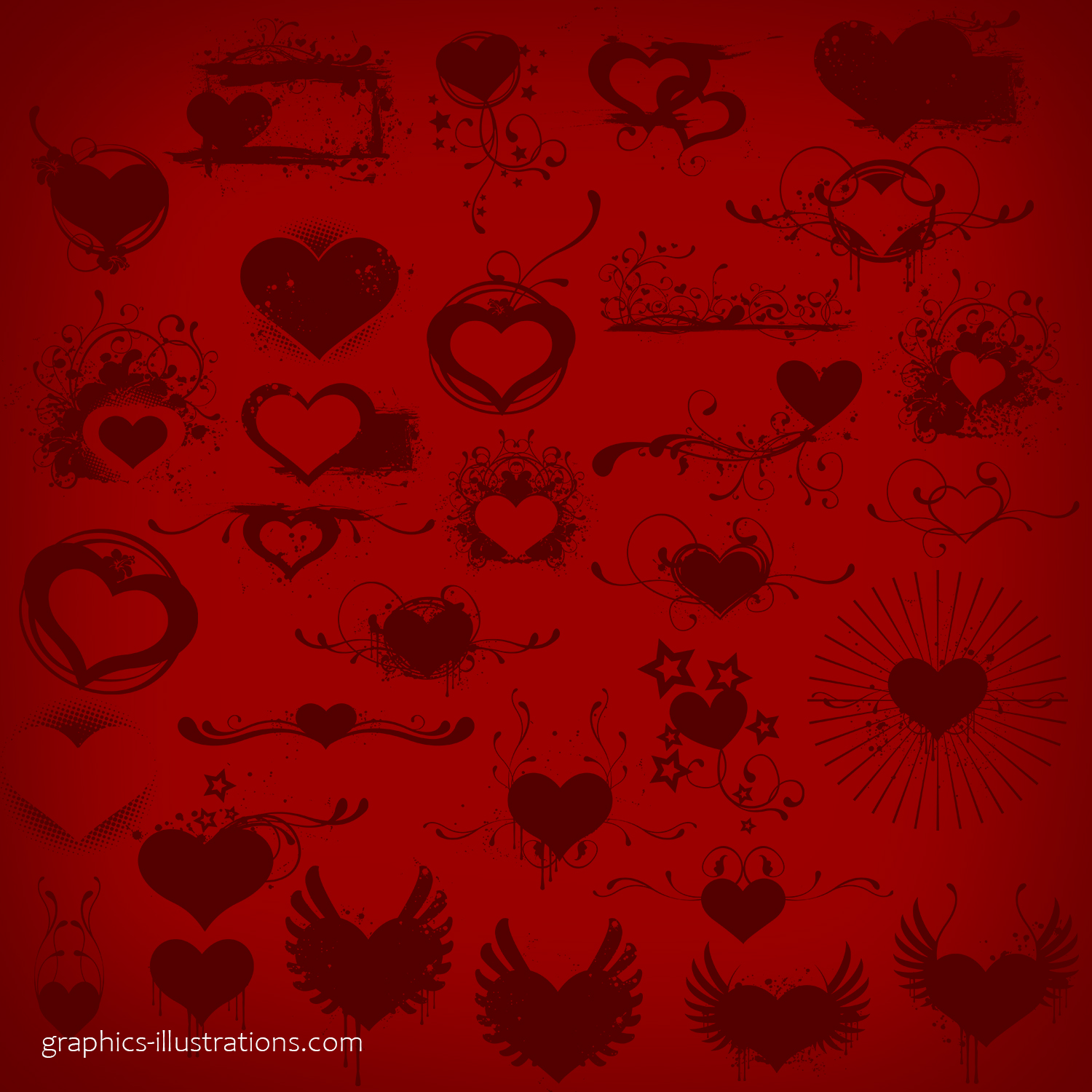 Hearts Photoshop brushes set