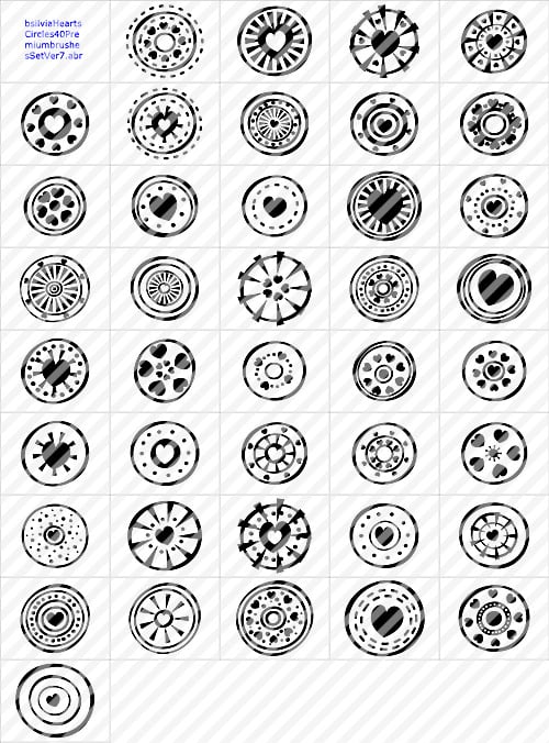 Circled hearts Photoshop brushes edition - 40 brushes in a set 