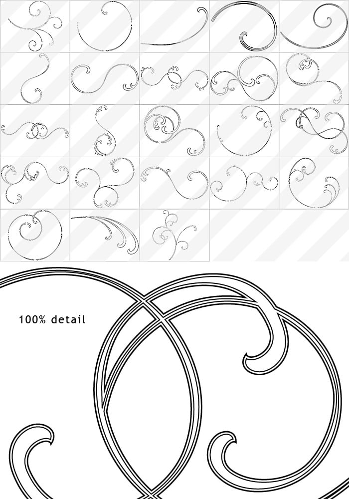 Outlined Swirls Photoshop Brushes
