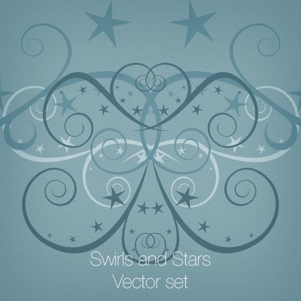 35 Swirls and Stars Vector set