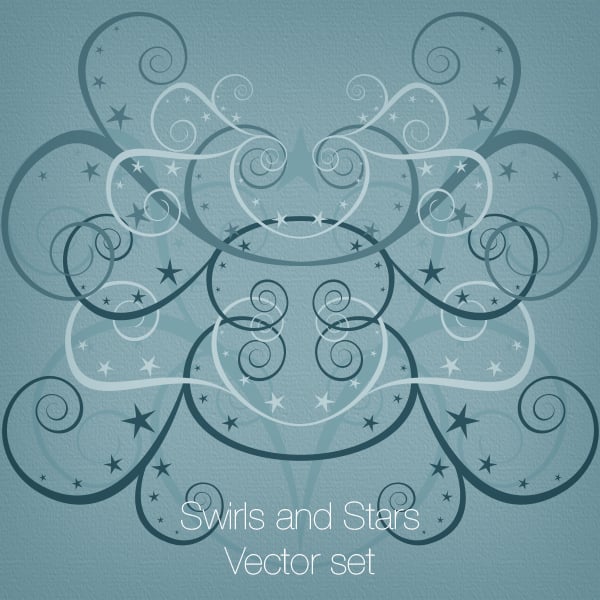 35 Swirls and Stars Vector set