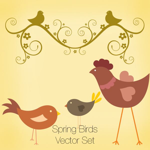 Illustrator Vector Set: Spring Birds (65)