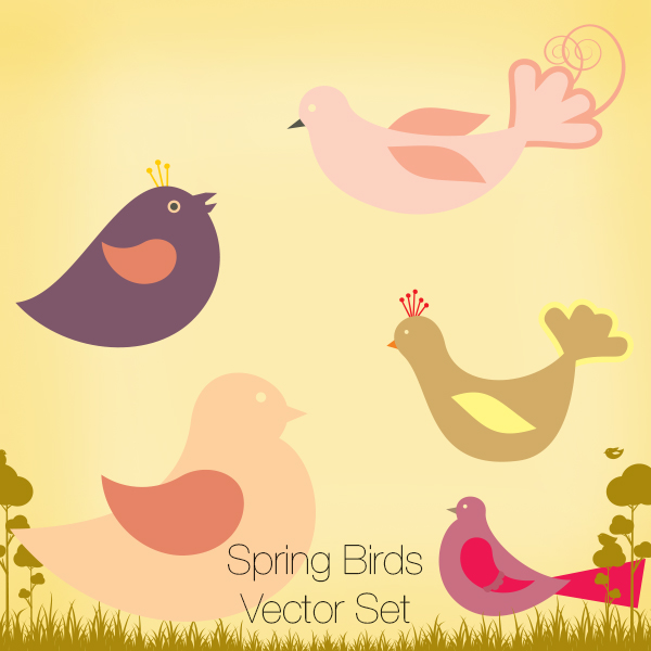 Illustrator Vector Set: Spring Birds (65)