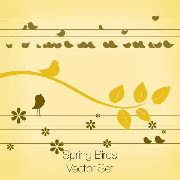 Illustrator Vector Set: Spring Birds (65)