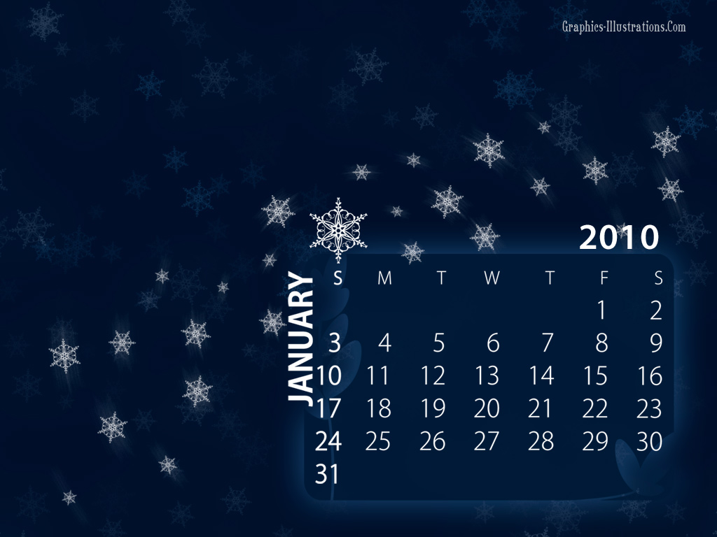 Free download: January 2010 Desktop Calendar Wallpaper