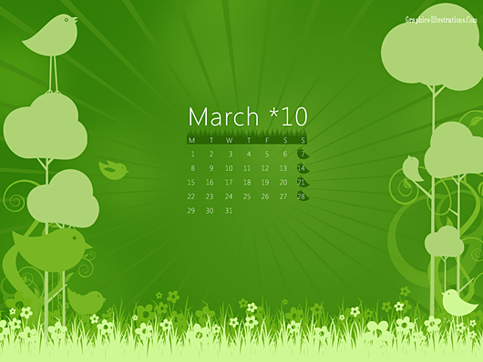 March 2010 Calendar Desktop Wallpaper
