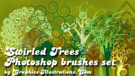 Swirled Trees Digital Stamps