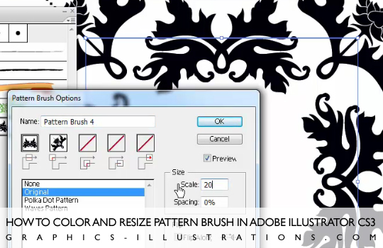 How To Color and resize Pattern Brush in Adobe Illustrator cs3
