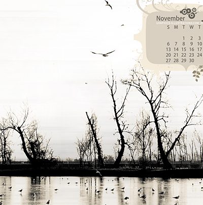 Desktop Wallpaper Calendar November 2011 - Using Photoshop Brushes