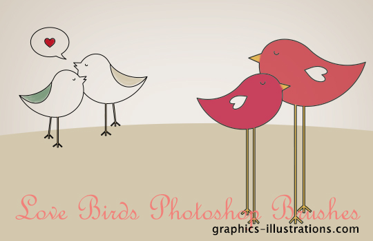 Love Birds Brushes set, 9 brushes in two variations - all in three size - available for Gold and Platinum GBG members
