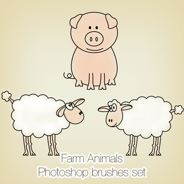 Farm Animals Photoshop Brushes