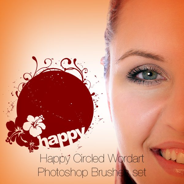Happy Circled Wordart Photoshop Brushes
