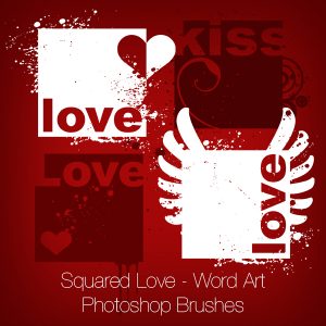 Squared Love - Word Art Photoshop Brushes