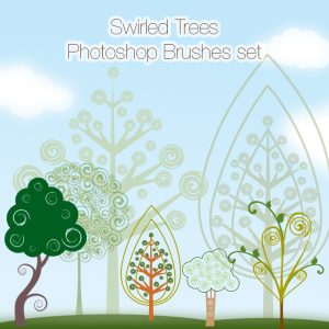 Swirled Trees Photoshop Brushes