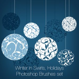 Winter in Swirls, Holidays Photoshop Brushes set