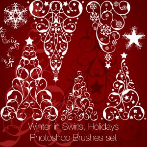 Winter in Swirls, Holidays Photoshop Brushes set