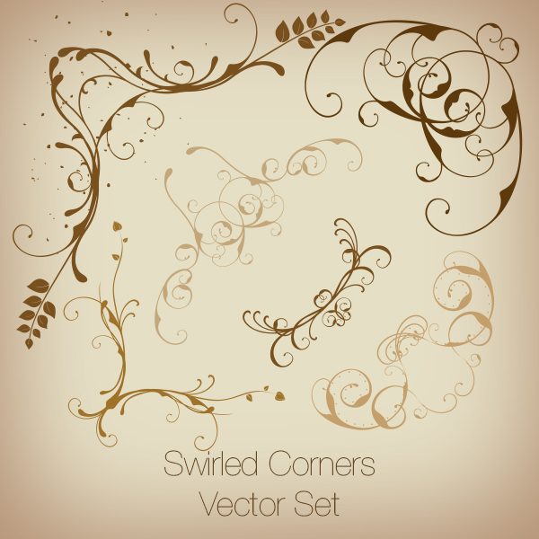 Swirled Corners Vector Set