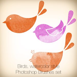 Birds Photoshop Brushes, Watercolor Style