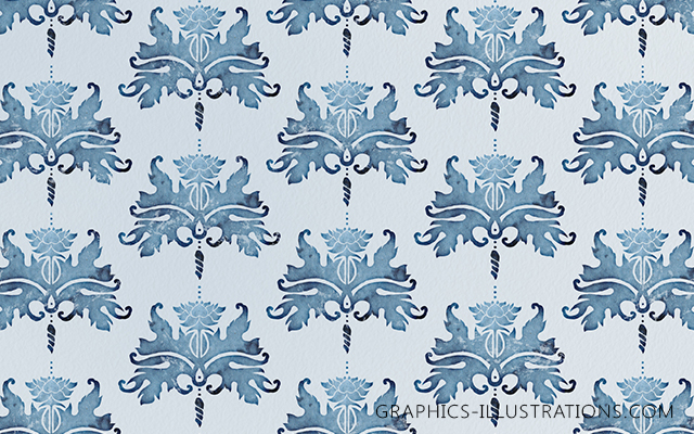 Damask Watercolor Backgrounds (Digital Paper Pack)