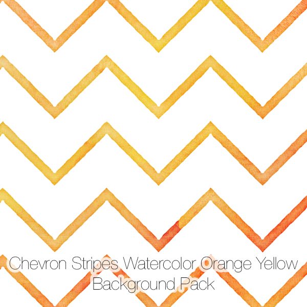 Chevron Stripes Watercolor Backgrounds Pack, Orange Yellow