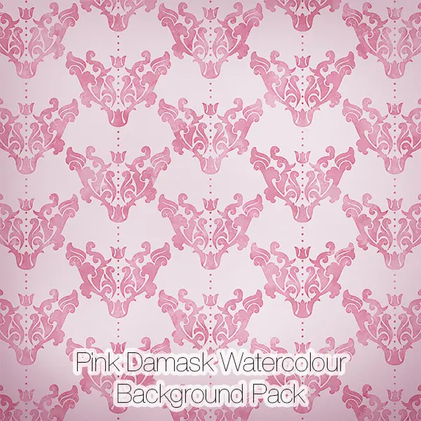 Pink Damask Watercolor Backgrounds Pack