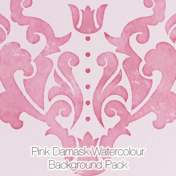Pink Damask Watercolor Backgrounds Pack