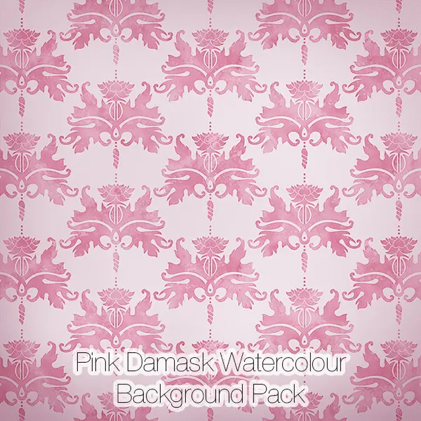 Pink Damask Watercolor Backgrounds Pack