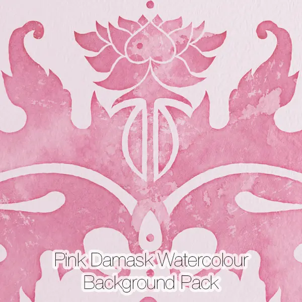 Pink Damask Watercolor Backgrounds Pack