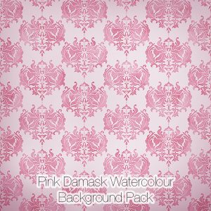 Pink Damask Watercolor Backgrounds Pack