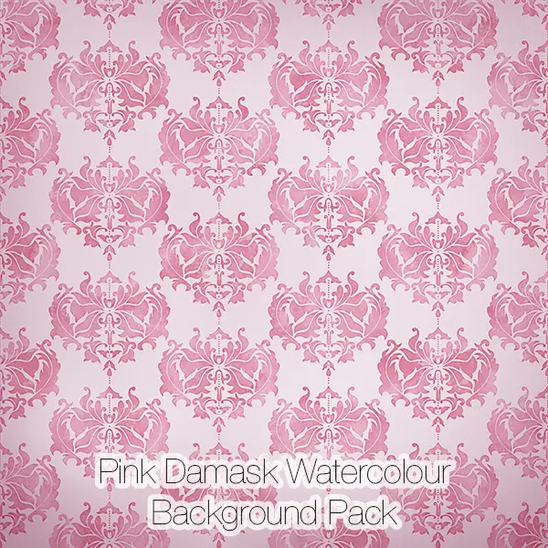 Pink Damask Watercolor Backgrounds Pack