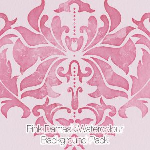 Pink Damask Watercolor Backgrounds Pack